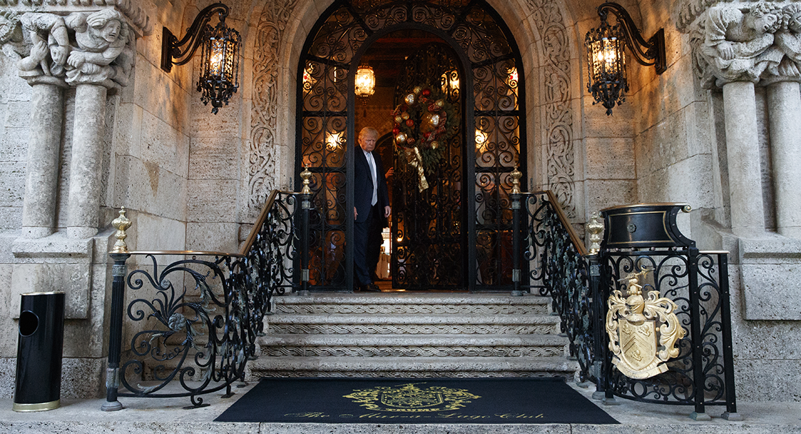 Trump in front of Mar-a-Lago